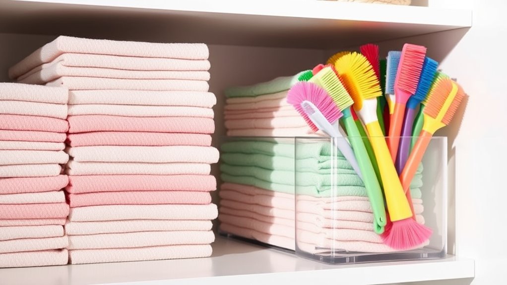 organized cleaning tool storage