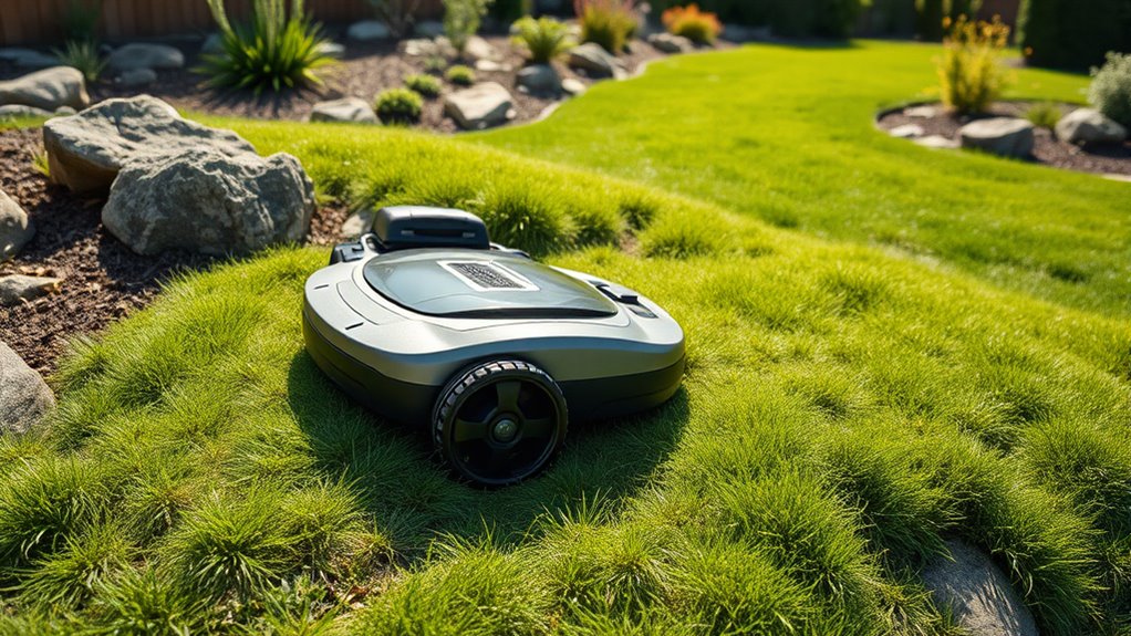 terrain adaptive mowing features