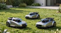 three rapid charging mowers