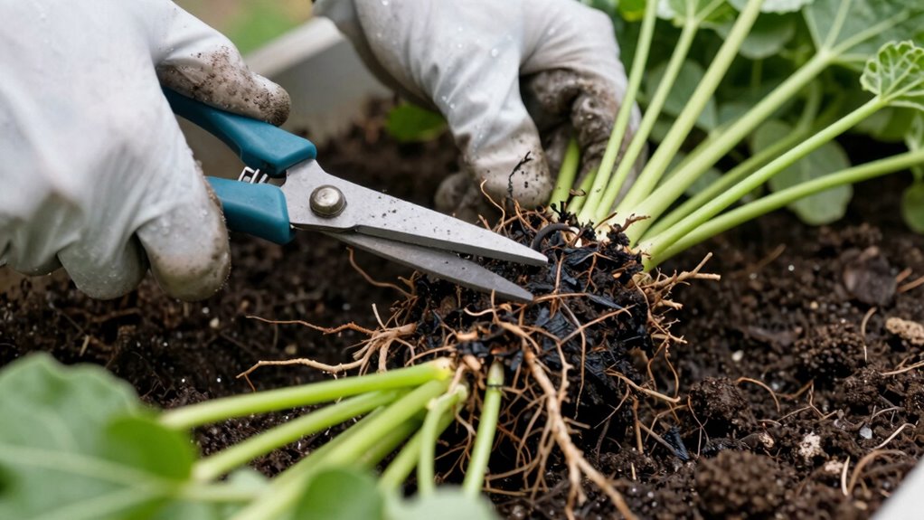 careful root removal and sanitation