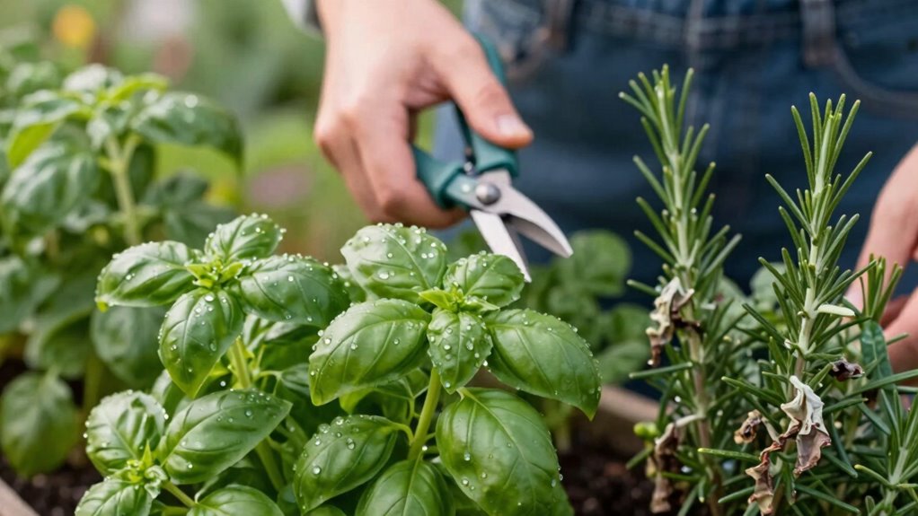 harvest herbs at peak