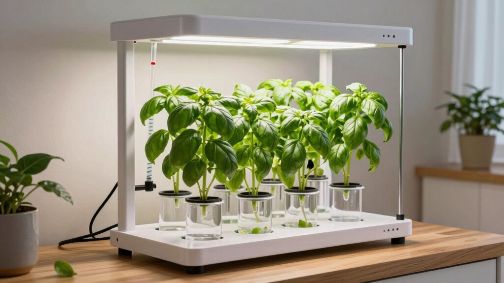 indoor basil hydroponic setup