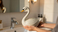 She Used A Ceramic Swan To Hide This Major Bathroom Eyesore