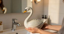 She Used A Ceramic Swan To Hide This Major Bathroom Eyesore