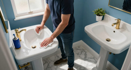 A Son Redid His Parents’ Powder Room In Blue And Gold — For Just $323