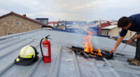 Fire Breaks Out On Building Roof In Ankara