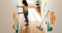 Her Sister Painted Flowers On Her Hallway Walls — Now It’s A Colorful Escape